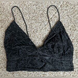 Free People Velvet Black Longline Triangle Bralette Medium